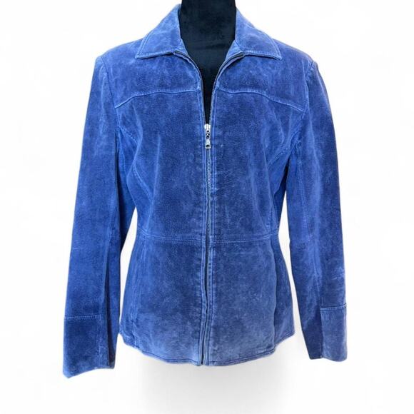 Purple Suede Look Zip Jacket Soft Moto Style Y2K Minimalist Size PL - Picture 4 of 8